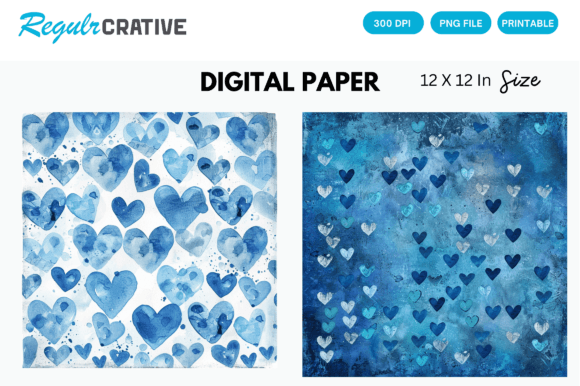Blue Scattered Hearts PNG Digital Paper: A Strategic Asset for Creative Workflows