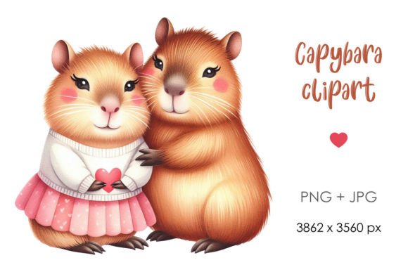 Bringing Warmth to Your Designs with Whimsical Capybara Couple PNG Clipart