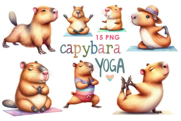 Capybaras Yoga Collection PNG Clipart for Creative Projects