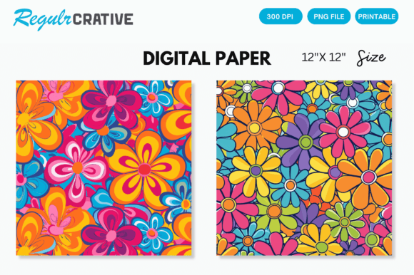 Groovy Flower Seamless Digital Paper for Creative Projects