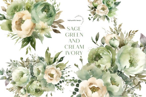 Sage Green Flowers Bouquets Clipart: The Versatile Asset for Every Creative Project