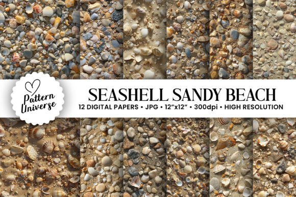 Seashell Sandy Beach Digital Papers: Elevating Your Creative Projects with Seamless AI-Generated Patterns