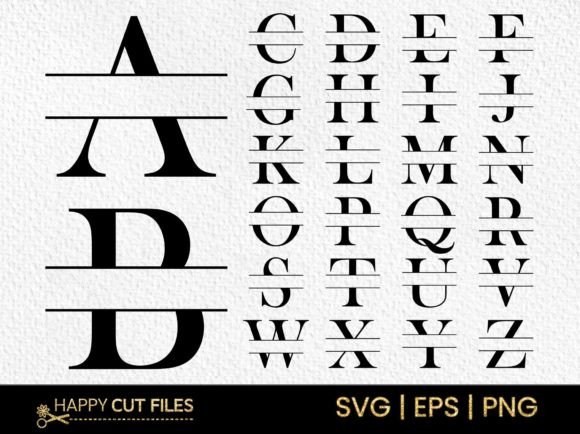 Split Letter Monogram SVG Font A-Z Png: An Evaluation for Digital Crafters