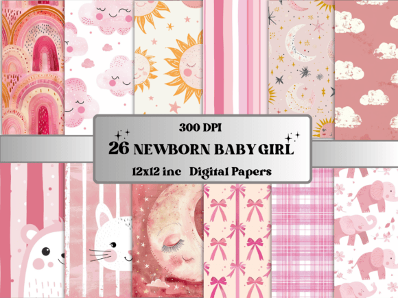 Transform Your Digital Crafts with the Ultimate Newborn Baby Girl Nursery Paper Pack