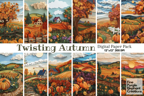 Unleash Your Creativity with Fall Pumpkin Patch Quilling Halloween Digital Papers