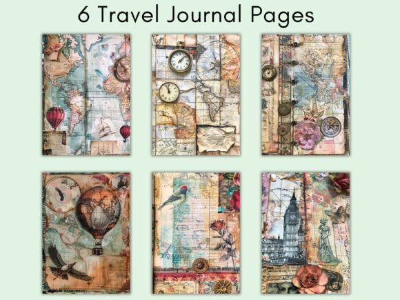 Vintage Travel Junk Journal Page Set