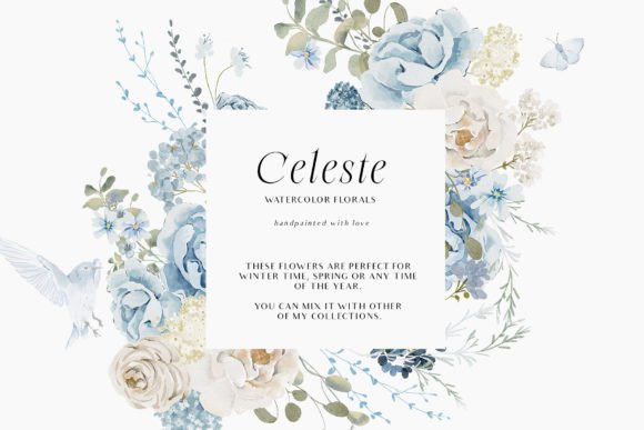 Watercolor Blue Flowers Clipart Png: Elevate Your Design Projects with Celeste's Collection