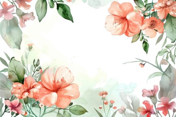 Watercolor Floral Border