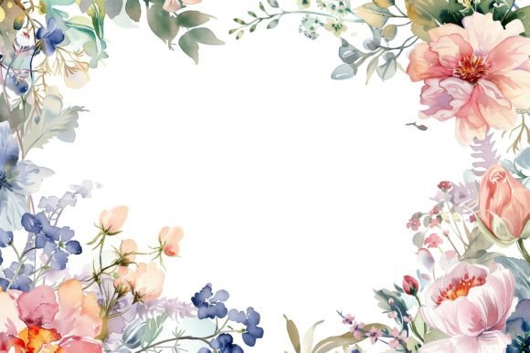 Watercolor Floral Frame for Creative Projects