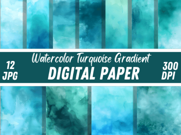 Watercolor Turquoise Gradient Background