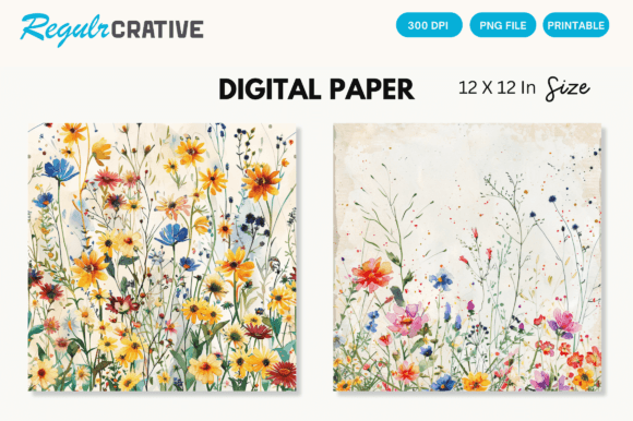 Watercolor Wildflowers Digital Paper