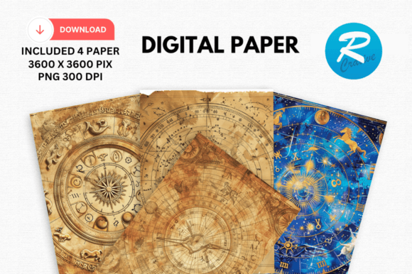 Watercolor Zodiac Digital Paper Pattern for Creative Projects