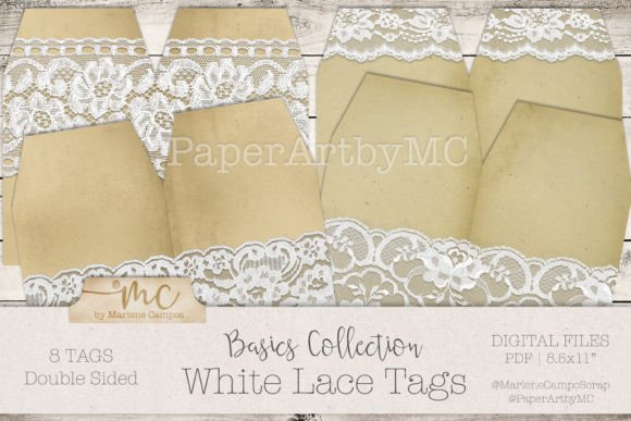 White Lace Vintage Tags, Ephemera